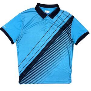 Callaway X Golf Shirt Striped Stretch Short Sleeve Polo Blue XL